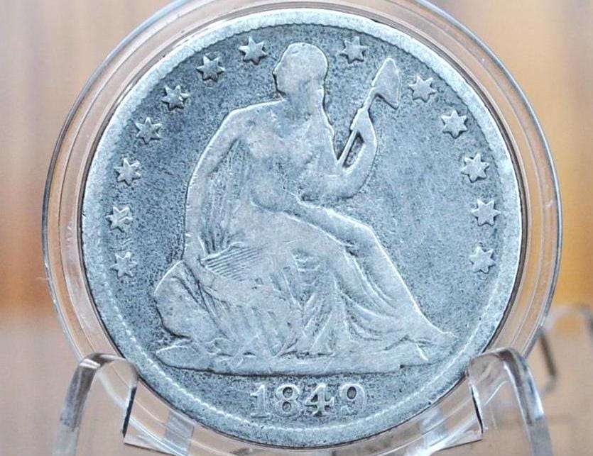 1849-O Seated Liberty Half Dollar - Fine Grade / Condition, Nice Coin - 1849O Liberty Seated Silver Half Dollar - Authentic