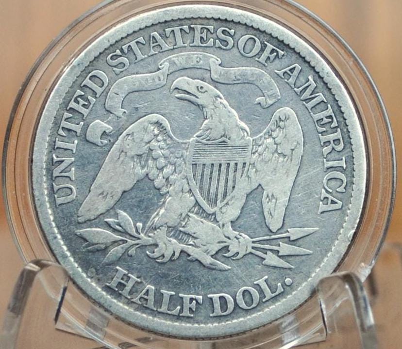 1870 Seated Liberty Half Dollar - VG+, Great Reverse Detail - 1870 Liberty Seated Silver Half Dollar 1870 Half - Authentic, Rarer Date!