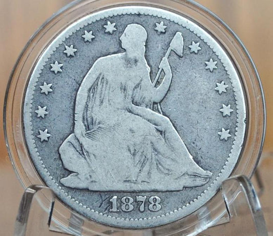 1878 Seated Liberty Half Dollar - VG Grade / Condition - 1878 Liberty Seated Silver Half Dollar 1878 Half - Authentic, Better Date!