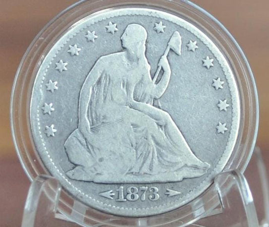 1873 Seated Liberty Half Dollar - VG Grade / Condition - 1873 Liberty Seated Silver Half Dollar 1873 Half - Authentic, Better Date!