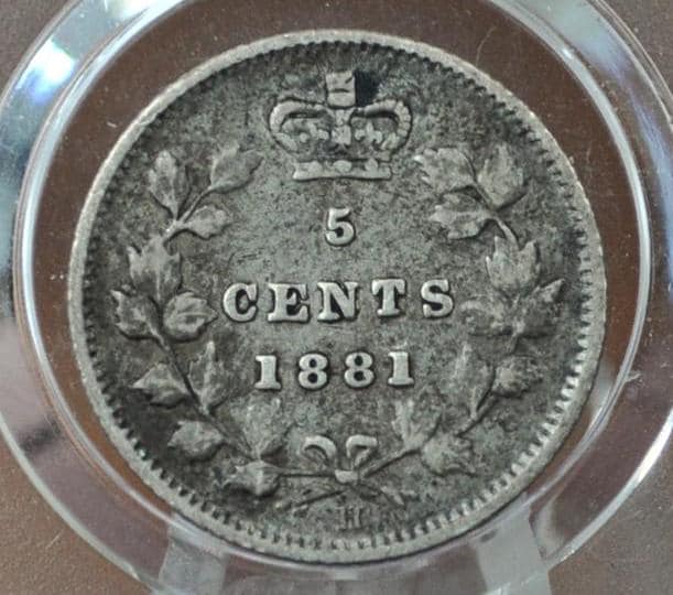 1881 Canadian Silver 5 Cent Coin - VF (Very Fine) - Queen Victoria - Canada 5 Cent Sterling Silver 1881 Canada Five Cent Silver, Rarer Date