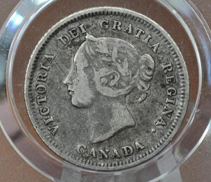 1881 Canadian Silver 5 Cent Coin - VF (Very Fine) - Queen Victoria - Canada 5 Cent Sterling Silver 1881 Canada Five Cent Silver, Rarer Date