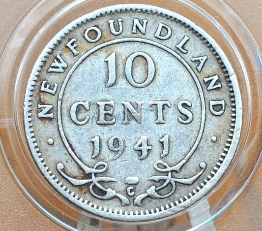 1941 Newfoundland 10 Cent - Great Condition - Rarer Coin, Low Mintage Date - Ten Cents Newfoundland 1941 Sterling Silver