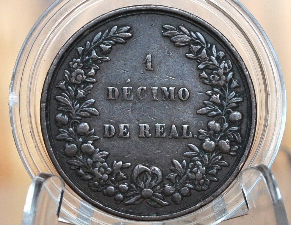 1847 Colombia Republic of Nueva Granada 1 Decimo de Real - Copper - Great Condition