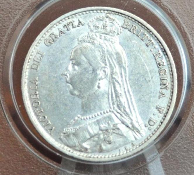 1891 Silver Sixpence Great Britain - Choice AU - Queen Victoria - Sterling Silver 6 Pence 1891 Six pence 6 Pence UN 1891, Beautiful Coin