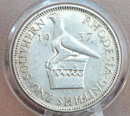 1937 Southern Rhodesia 1 Shillings - AU, Lustrous Coin - Rare - Rhodesia Silver One Shilling Coin 1937 UK Issue