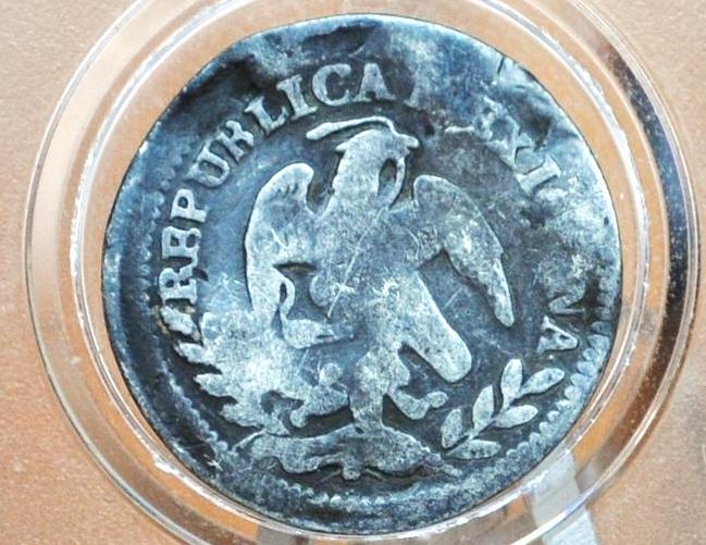 1858 Mexico Silver Half Real - Great Details - Mexican Republic 1/2 Real Silver -