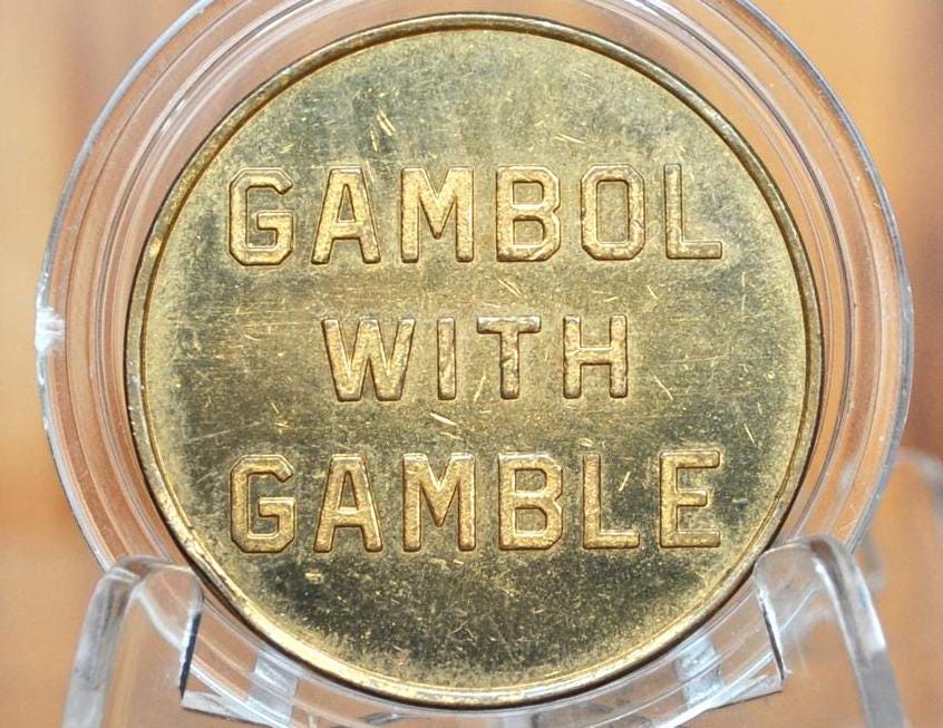 1935 Ray Gamble "Gambol with Gamble" Token - Excellent Condition - Tacoma, WA - Rare Collectible Exonumia, Part of a Set!