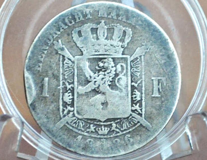 Rarer 1886 Belgian 1 Franc Silver - Leopold II - Only 1,000,000 Minted - 80% Silver Belgian 1 Franc Coin 1886