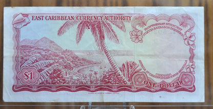 1965 East Caribbean States 1 Dollar Banknote - Barbados and Grenada, Signature 6 - 1965 East Caribbean British Islands 1 Dollar Note - P#13d