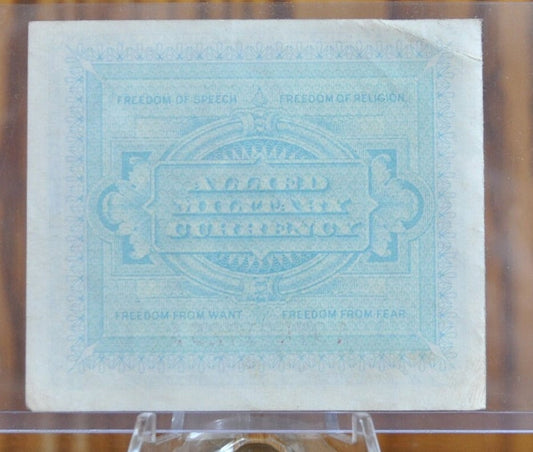 1943 10 Lire Italian Banknote - Cool Old Banknote from WWII - Italy Banknote Ten Lire Dieci Lire Banknote 1943 A Allied Military WWII Issue