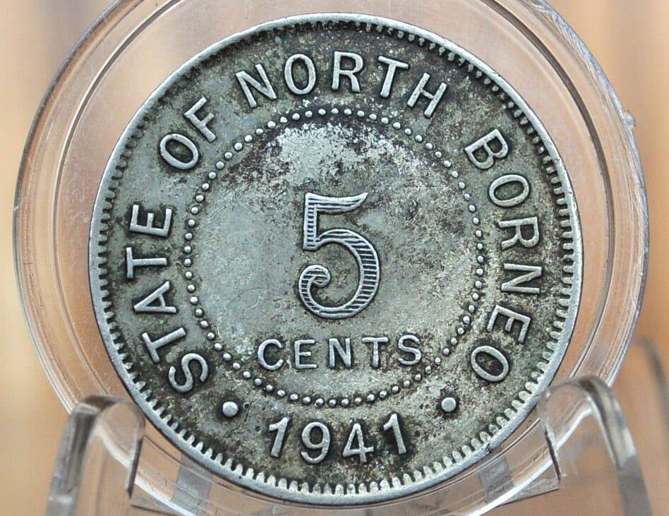 Rare 1941 North Borneo 5 Cent - XF/AU- British Protectorate -