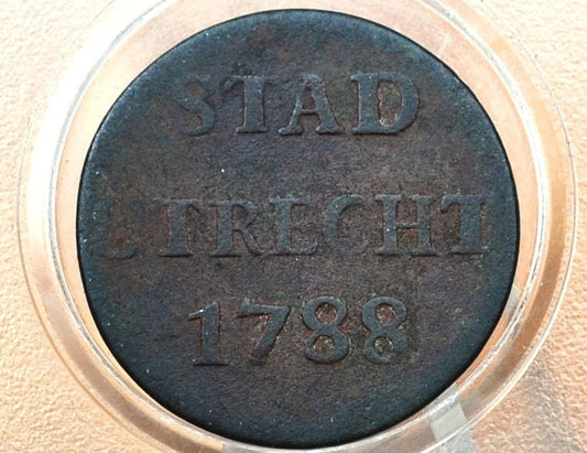 Rarer 1788 Netherlands City of Utrecht Duit - Old Netherlands Coin, Super Cool - 1700s Coins - European Coins