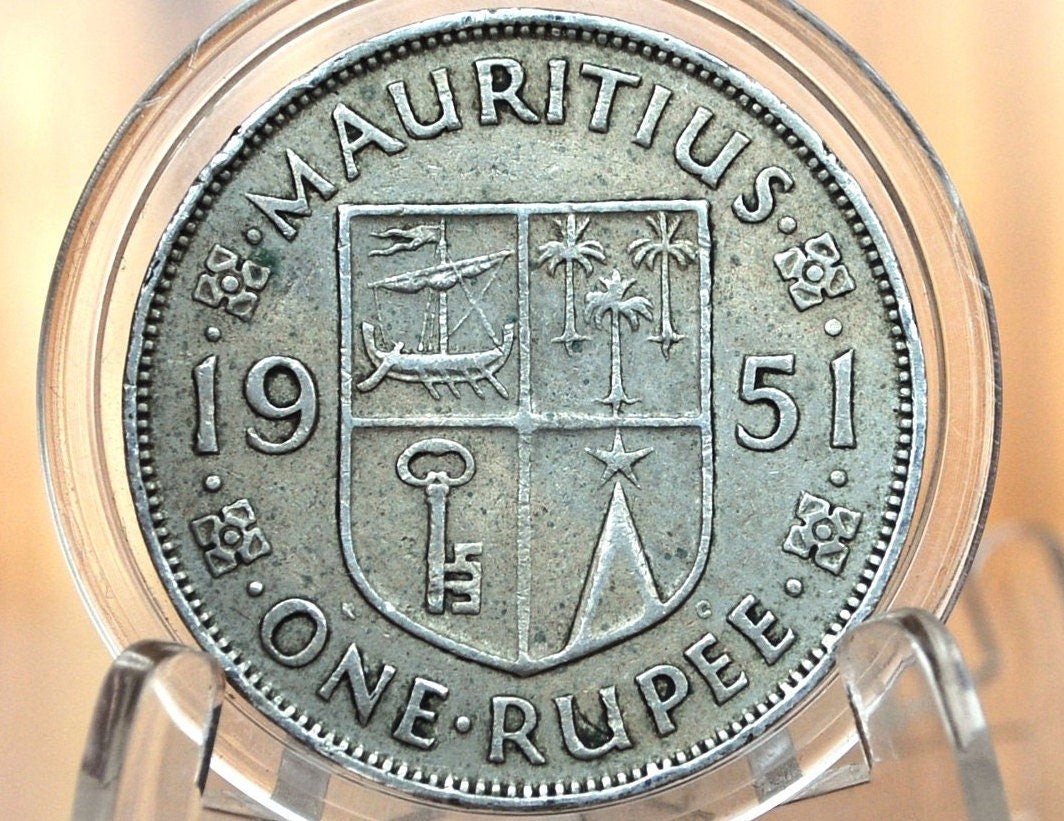 Rarer 1951 Mauritius 1 Rupee - Great Condition - Crown Colony Mauritius - George VI -