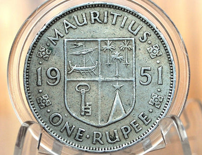 Rarer 1951 Mauritius 1 Rupee - Great Condition - Crown Colony Mauritius - George VI -