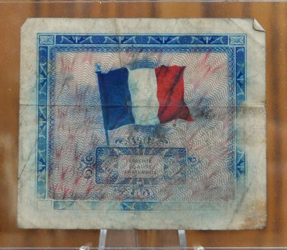 1944 France 2 Franc Paper Note - WWII Era French Bank Note, Beautiful Artwork - French 2 Francs Banknote