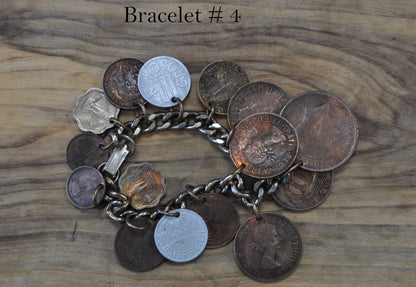 Vintage Coin Bracelets! Bracelet Coin Charms, Travel Charm Bracelet, Choose by Bracelet! Coin Charm Bracelet, Heritage Charms