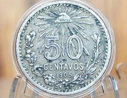 Silver 1905 Mexican 50 Centavos - Great Details - Silver Mexico Coins 1905 -