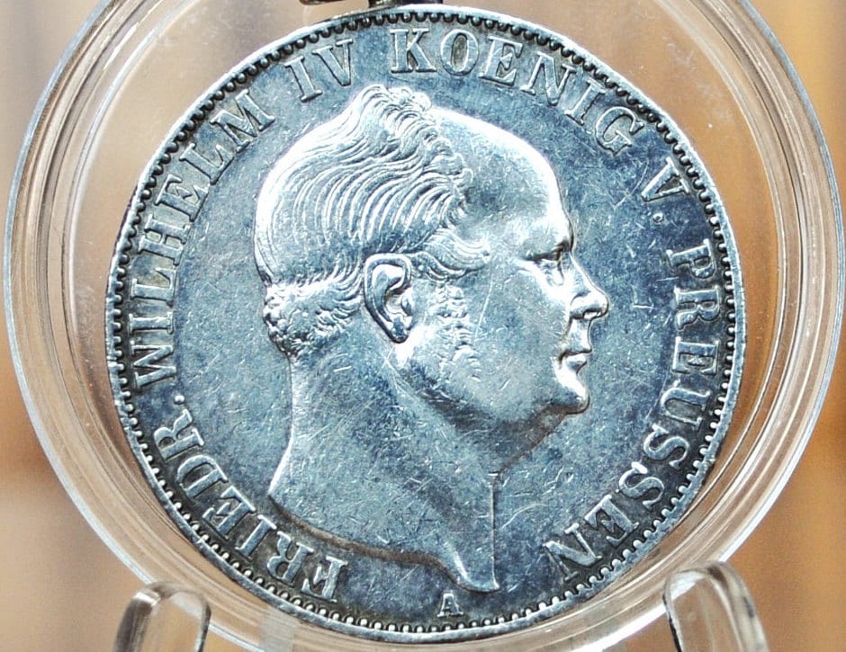 Super Cool 1855A Prussian Silver 1 Thaler - Modified For Pendent - AU Condition -