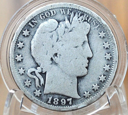 1897-S Barber Half Dollar - Good+ - 1897S Barber Silver Half Dollar - San Francisco Mint 1897 Half Dollar S Mint - Rare Date / Key Date