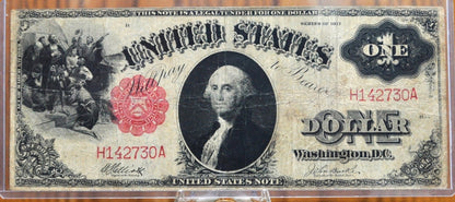 1917 1 Dollar Bill Legal Tender Fr#37 - F (Fine) Grade / Condition - 1917 Horse Blanket Note 1 Dollar Bill Large 1917 Fr#37 / Fr.37