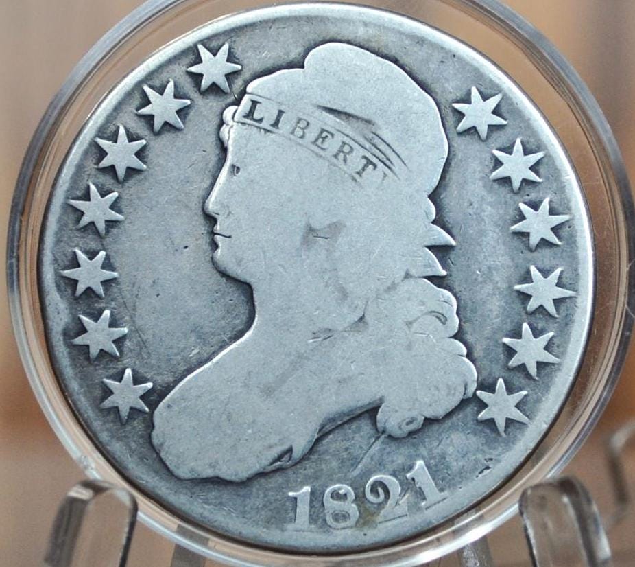 1821 Capped Bust Half Dollar - Good - Affordable Price - 1821 Half Dollar US Half Dollar 1821, Rare Early Half, Low Mintage