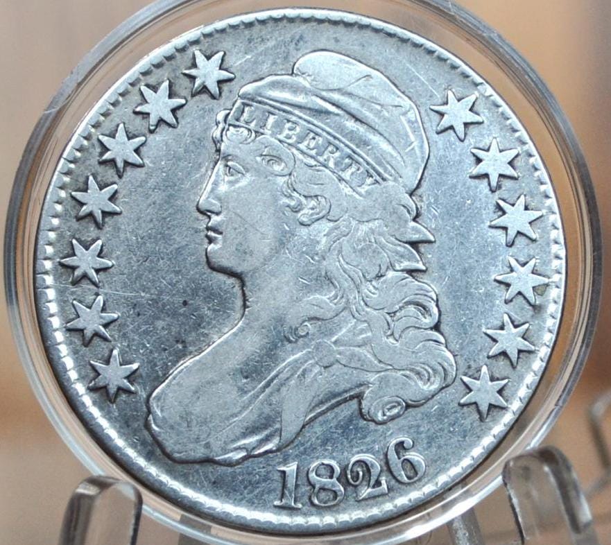 1826 Capped Bust Half Dollar - VF, Cleaned; Affordable Price - 1826 Half Dollar US Half Dollar 1826, Rare Early Half, Great Detail