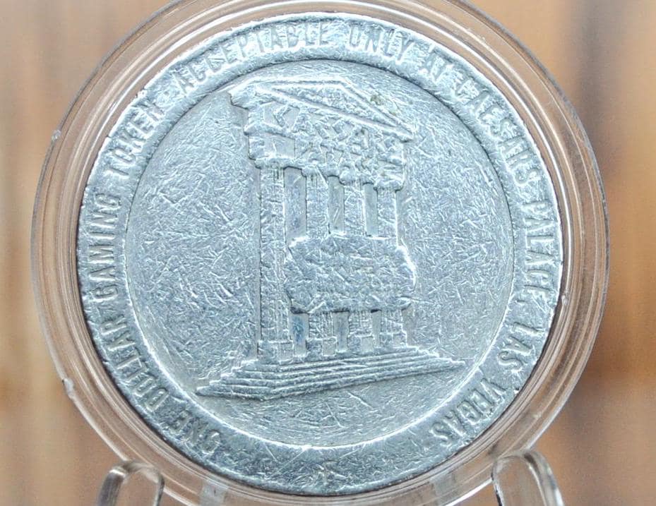 Vintage Caesar's Palace 1 Dollar Gaming Token - Caesar's Palace Las Vegas - Iconic Casinos - 1 Dollar Token Casino Facade -