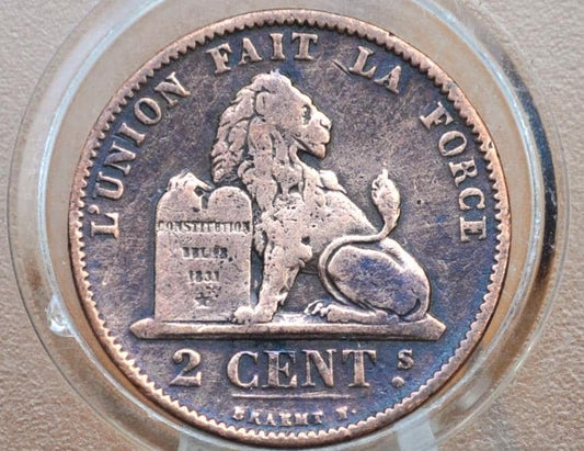 1876 Belgian 5 Centimes - Great Details - Leopold II - 1876 Belgium 2 Cents, Incredible Coin for a collection