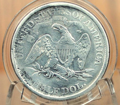 1866-S Seated Liberty Half Dollar - Very Fine Details, Cleaned, Great Detail - 1866S Liberty Seated Silver Half Dollar 1866 S - Authentic