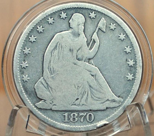 1870 Seated Liberty Half Dollar - VG+, Great Reverse Detail - 1870 Liberty Seated Silver Half Dollar 1870 Half - Authentic, Rarer Date!