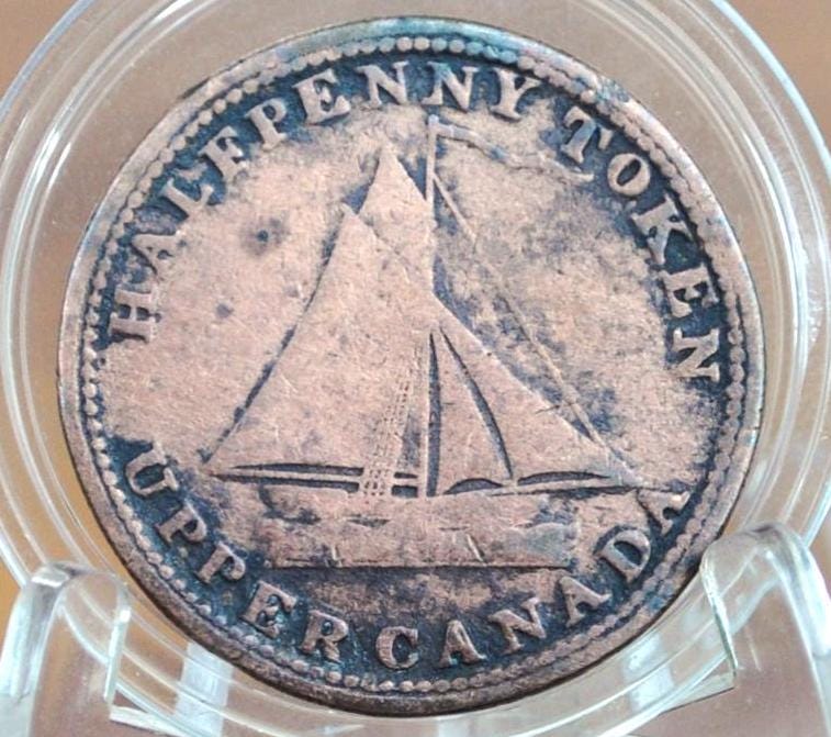 1820 Upper Canada 1/2 Penny Token Commercial Change Halfpenny Token 1820 - Great Detail, 1820 Halfpenny Token Canadian