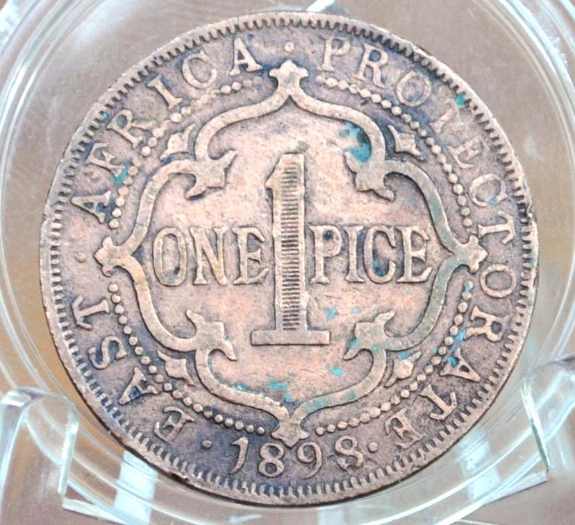 1898 East Africa Protectorate 1 Pice - Rarer Coin Type - One Pice East Africa 1898 UK Issue