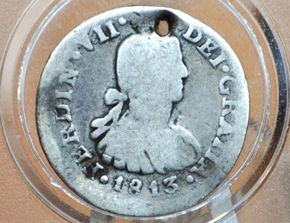 1813 Spanish 1/2 Real - Great Detail, Scarce Type - Spanish Silver Colonial Era Coin - Ferdinand VII - 1813 One Half Real Silver