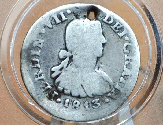 1813 Spanish 1/2 Real - Great Detail, Scarce Type - Spanish Silver Colonial Era Coin - Ferdinand VII - 1813 One Half Real Silver