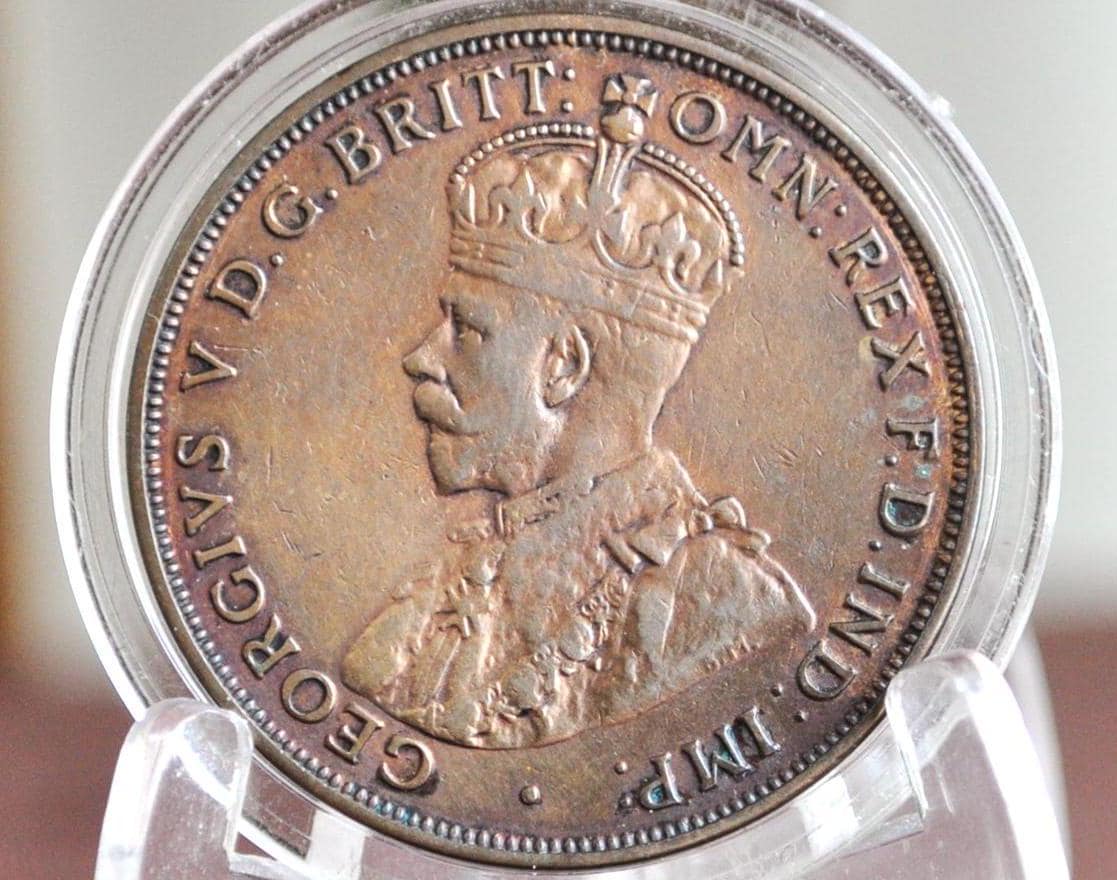 1917 Australian One Penny - XF - King George - Australian One Cent 1933 1 Penny