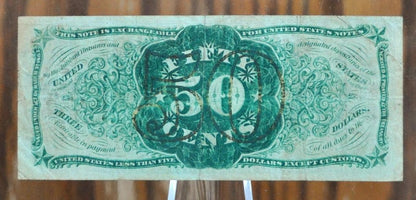 1863 US Fractional Currency 50 Cent Note - Third Issue - No Design "1" or "a" on obverse - 1863 Fifty Cent Fractional Bank Note - Fr#1339