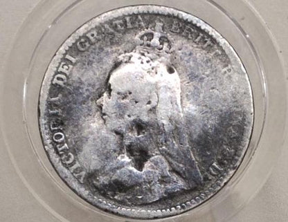 1893 Silver Threepence Great Britain 3 Pence Silver - Queen Victoria - UK 3 Pence Silver 1893