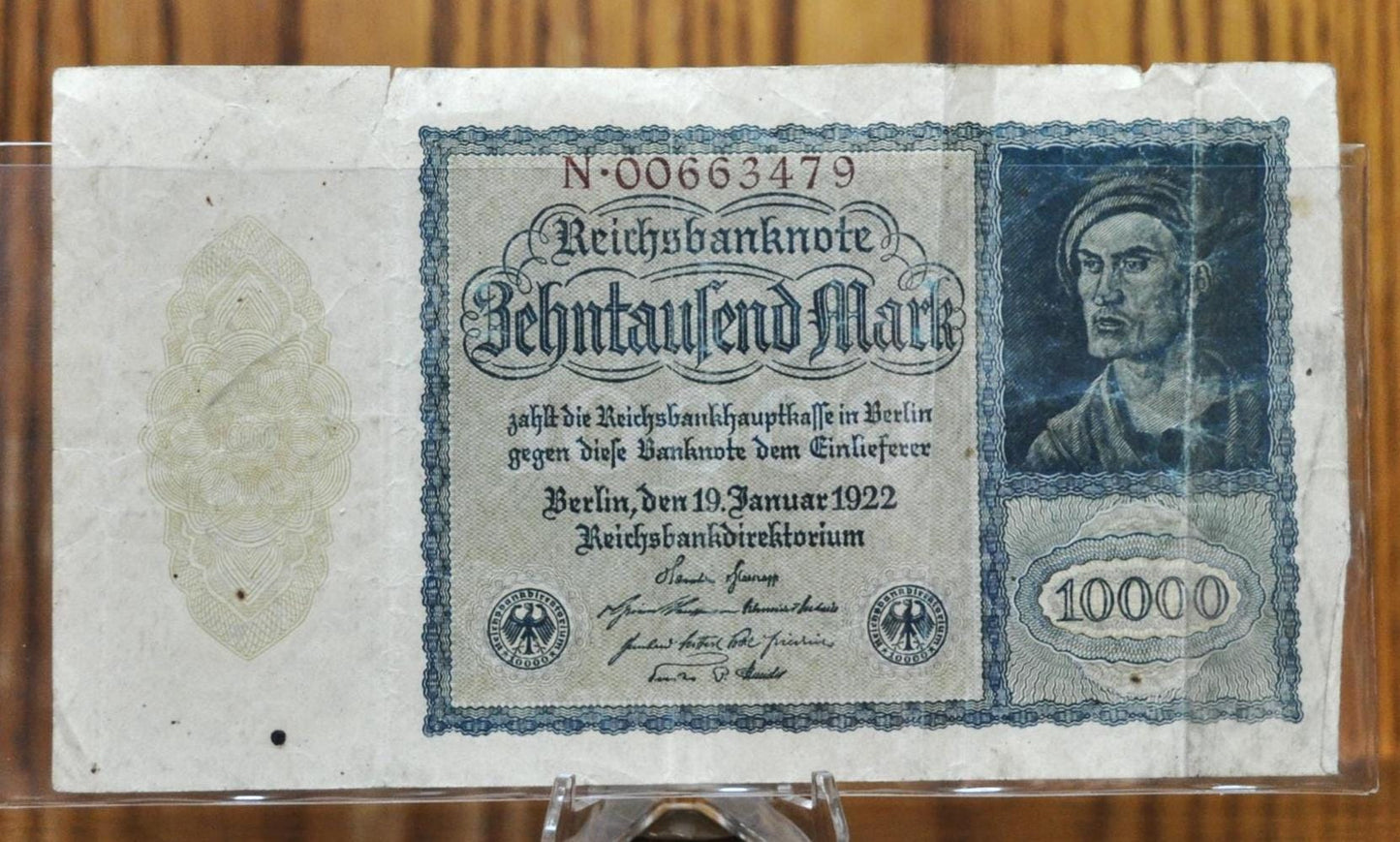 1922 10,000 Mark German Paper Note- Reichsbanknote- First Issue, Vampire Note- Varied Issues and Types- 1922 Ten Thousand Mark Note- P#70-72