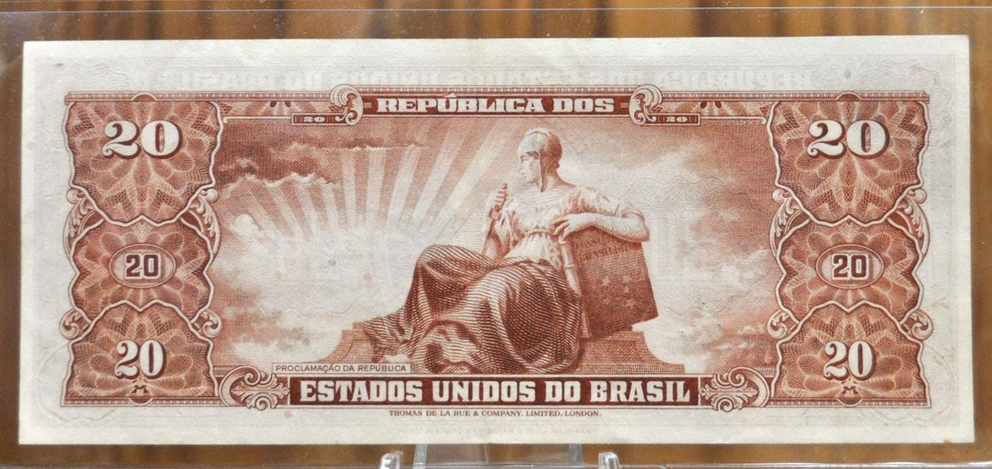 1955 Brazil Valor Recibido 20 Cruzeiros Bank Note - Marechal Deodoro Da Fonseca - Series 1262 - 1955 Brazilian Twenty Cruzeiros Note- P#160d