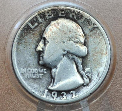 1932-D Washington Silver Quarter - F (Fine) plus / F-15 - Denver Mint - Key Date Washington 1932D - 1932 D Washington Quarter