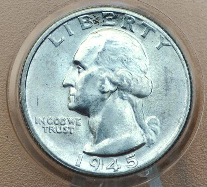 1945 P,D,S Washington Silver Quarters - Choose by Grade & Mint- 1945 S Silver Quarter 1945 D Quarter 1945 Washington Quarters