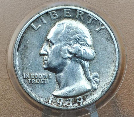 1939-S Washington Quarter - F-VF Grades - San Francisco Mint - 1939S Washington / 1939 S Washington - Silver Quarter - WWII Era Coin