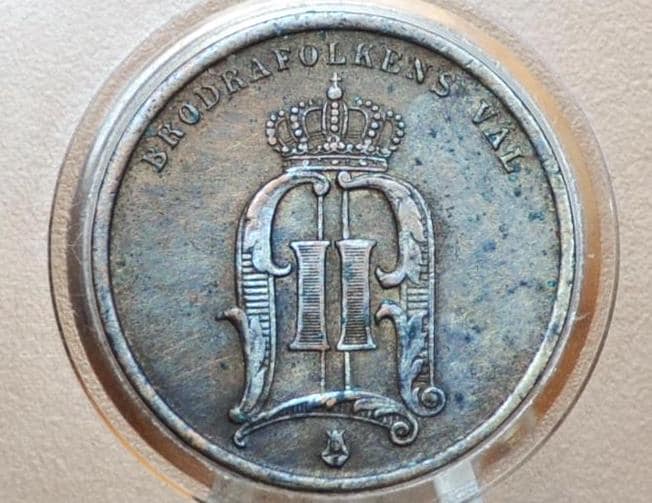 1875 Swedish 2 Ore Coin - XF Condition - 1875 Sweden Two Ore, Great for Birthdays, Jewelry, Collections