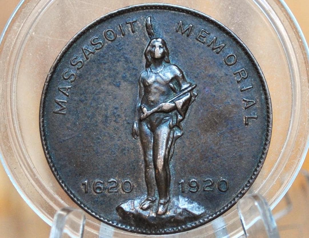 1920 Massasoit Sachem of the Wampanoags Memorial Coin - Plymouth, Massachusetts - Native American Memorial - Exonumia -