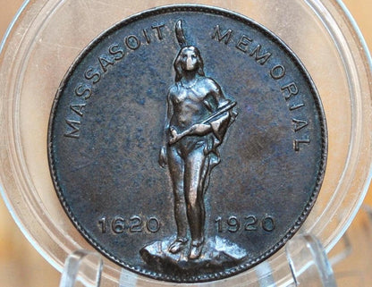 1920 Massasoit Sachem of the Wampanoags Memorial Coin - Plymouth, Massachusetts - Native American Memorial - Exonumia -