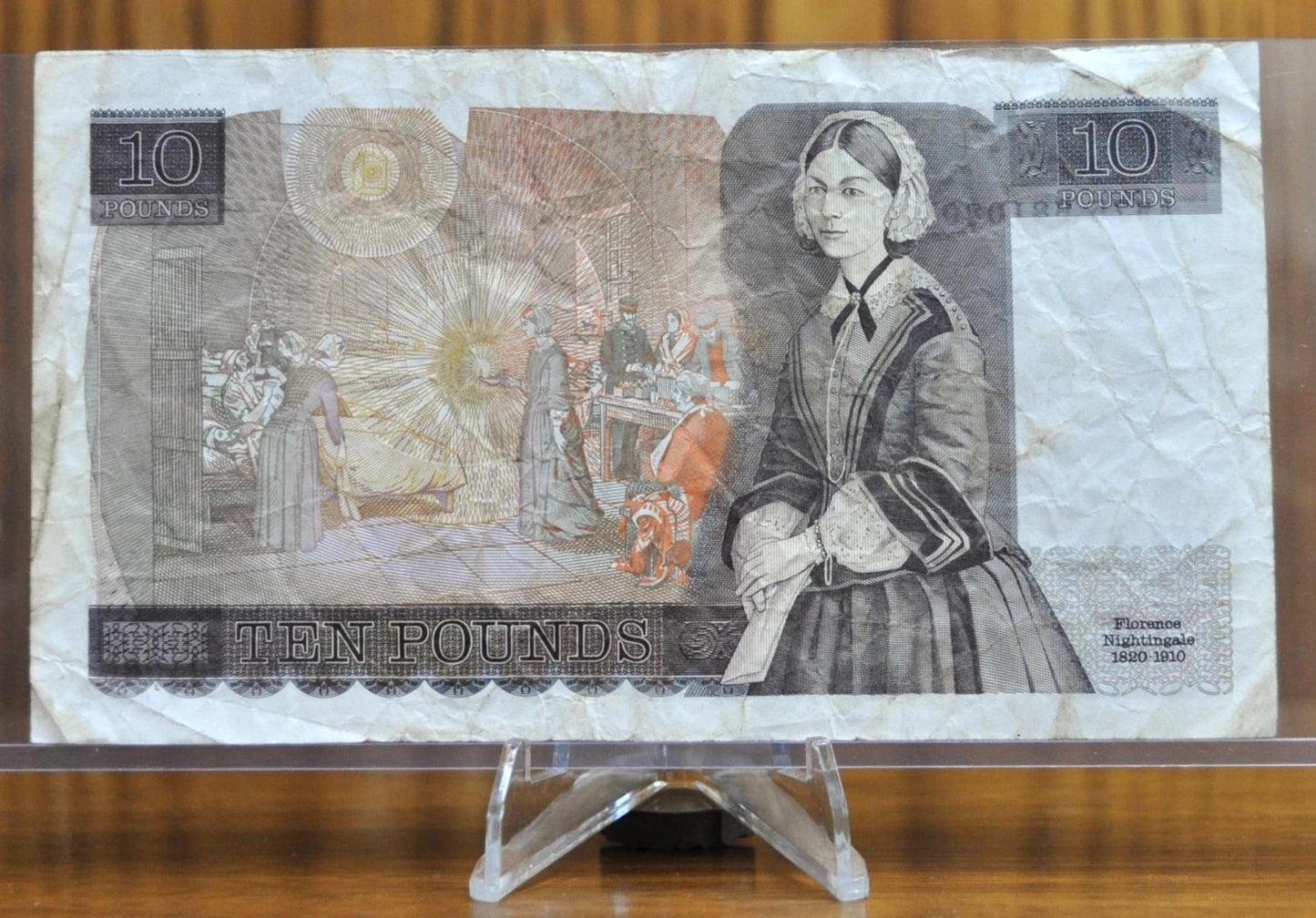 1984-86 Bank of England 10 Pound Note - D.H. Somerset Signature - Florence Nightingale Issue- With "L" - 1984 English Ten Pound Note- P#379c