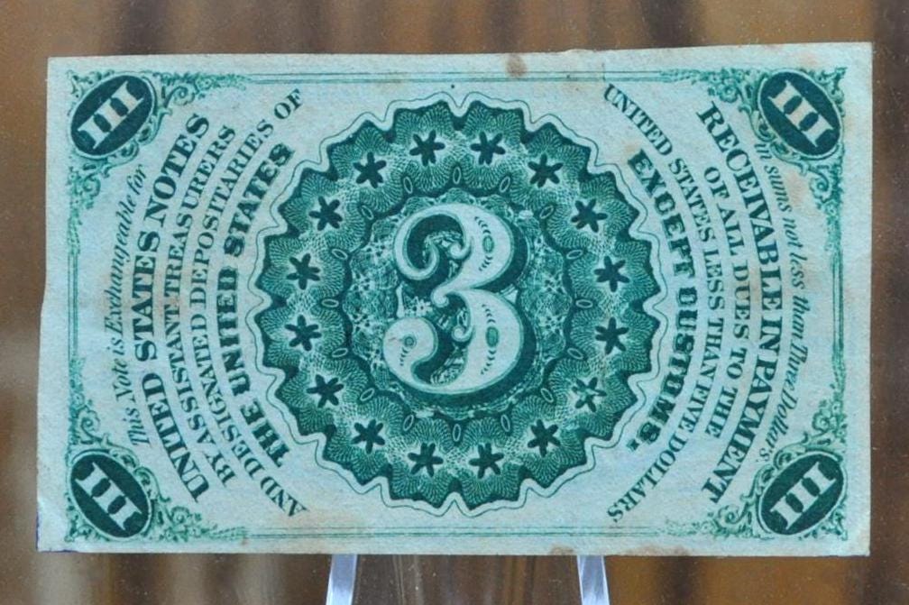1863 3 Cent Fractional Currency - Choose by Grade / Condition - 3rd Issue Fractional Note Three Cent - Washington Fr1257 / Fr#1227