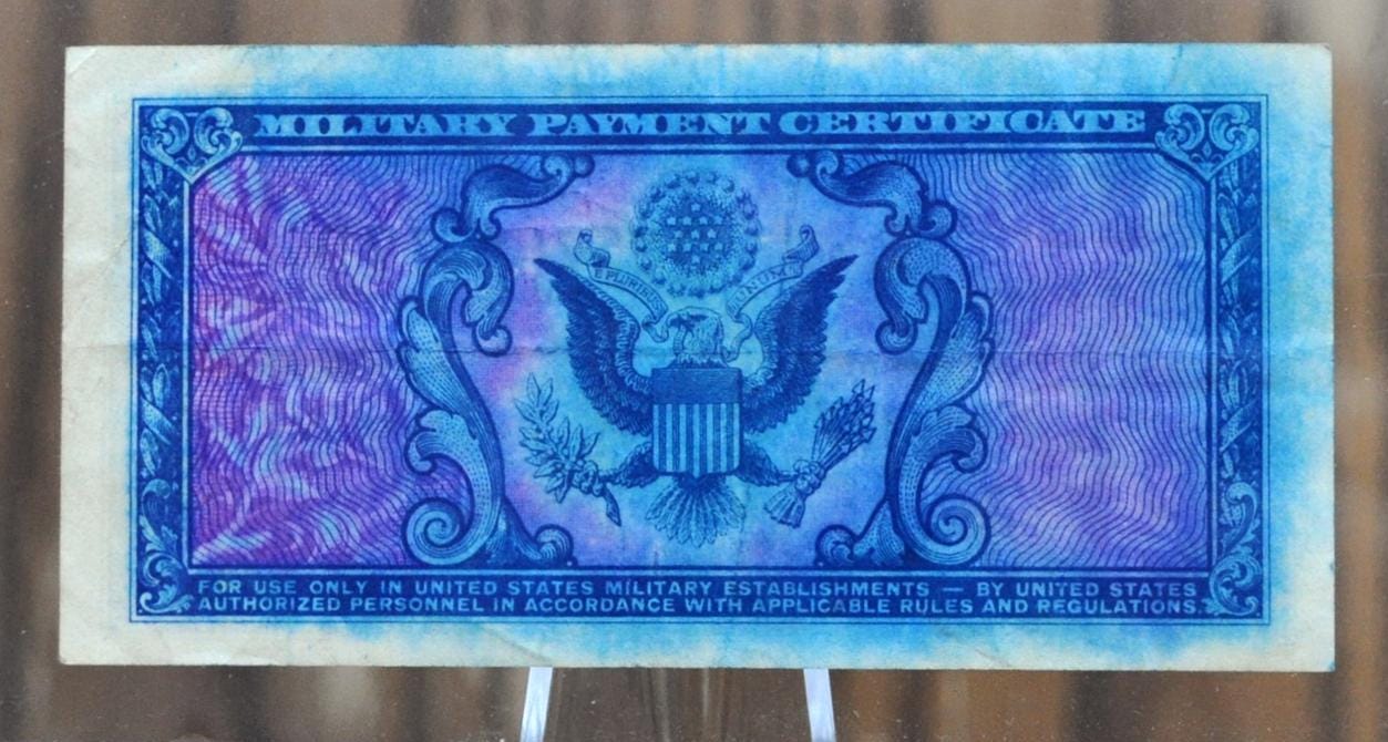 1951 U.S. Military 25 Cent Payment Certificate - Series 481 - 1951 United States Military Twenty-Five Cent Payment Certificate - P#M24a