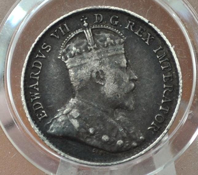 1906 Canadian Silver 5 Cent Coin - VF (Very Fine) Condition - King George - Canada 5 Cent Sterling Silver 1906 H Canada - Lower Mintage